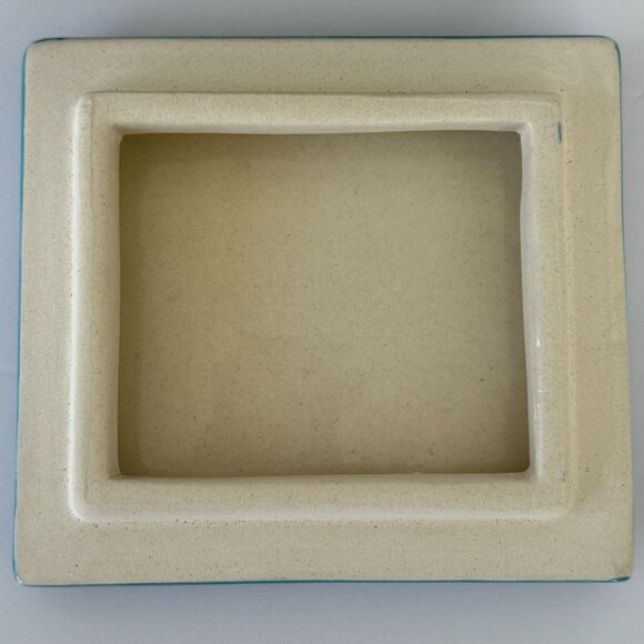 World Market Ceramic Square Trinket Box With Floral Design & Blue Yellow Accents - Picture 4 of 8